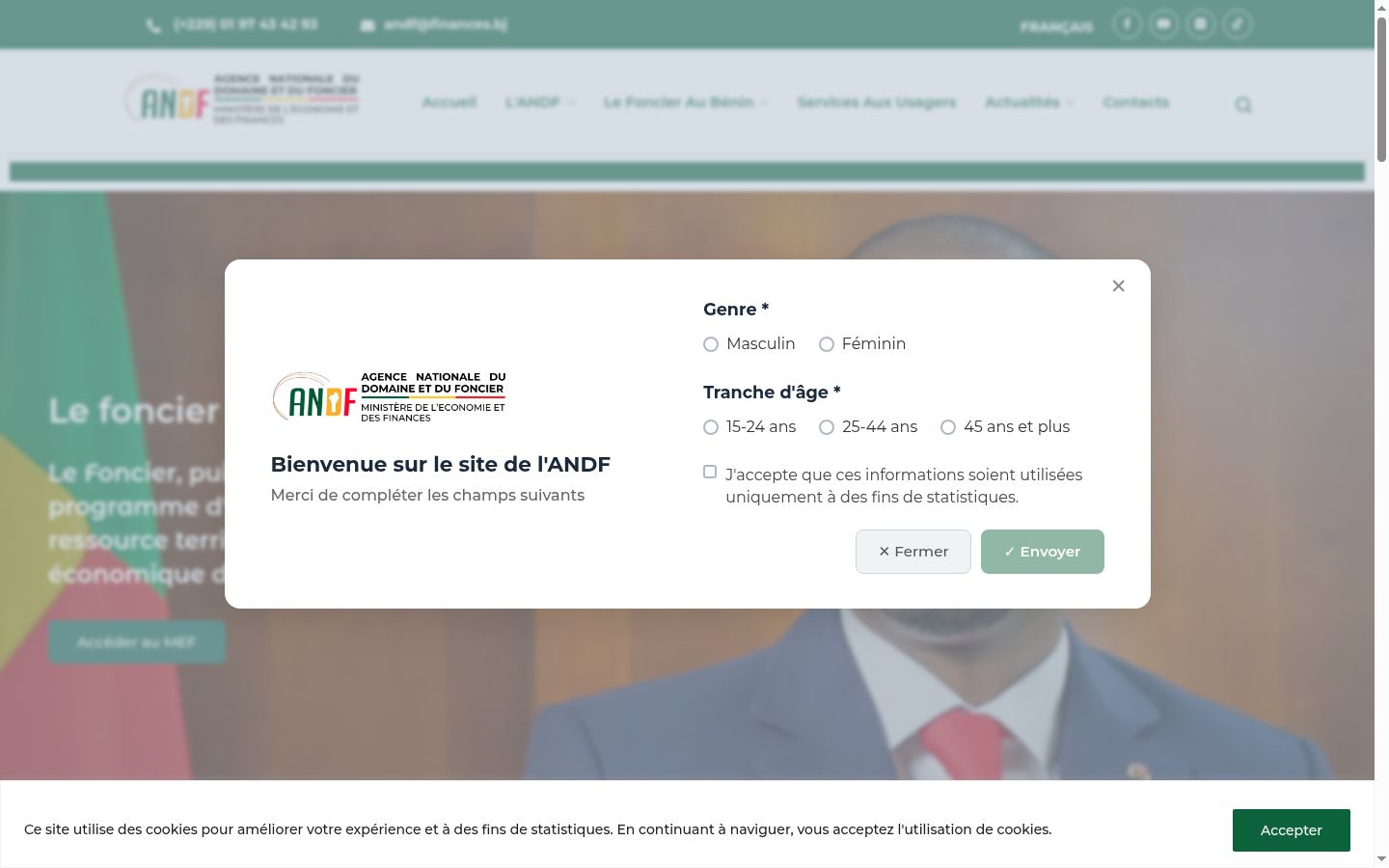 Screenshot tal-banner tal-kunsens muri qabel kwalunkwe interazzjoni