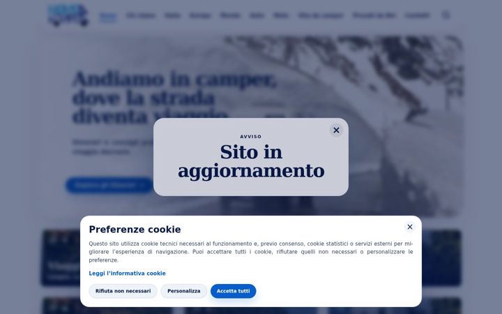 Екранна снимка на andiamoincamper.it