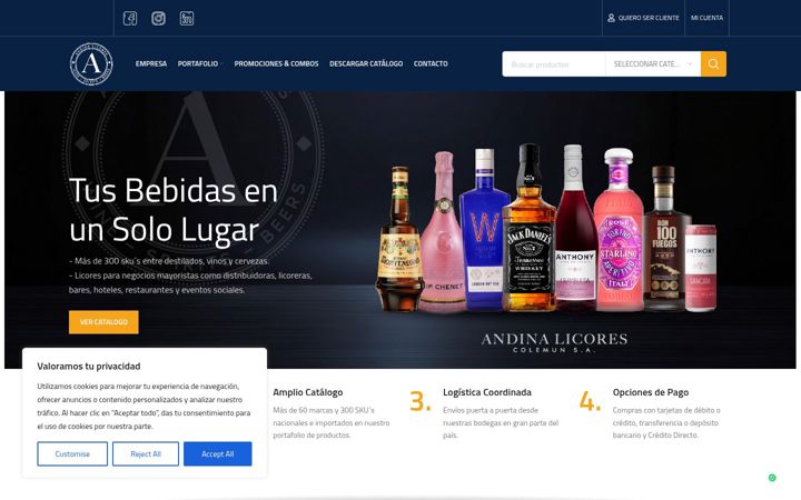 Screenshot of andinalicores.com.ec