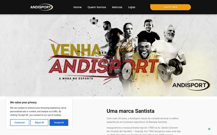 Captura de ecrã de andisport.com.br