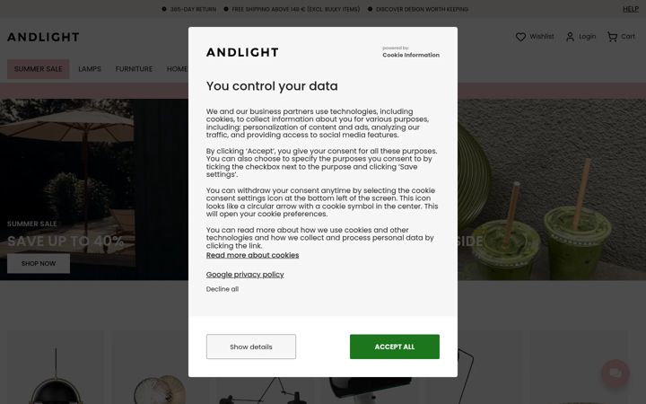 Screenshot of andlight.com