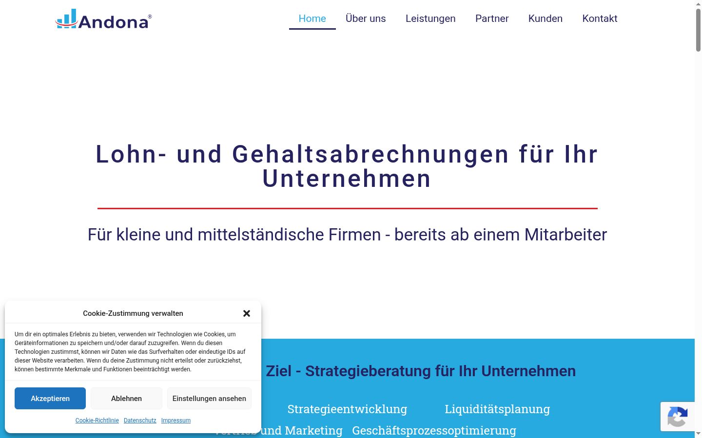 Screenshot des Einwilligungsbanners vor jeglicher Interaktion