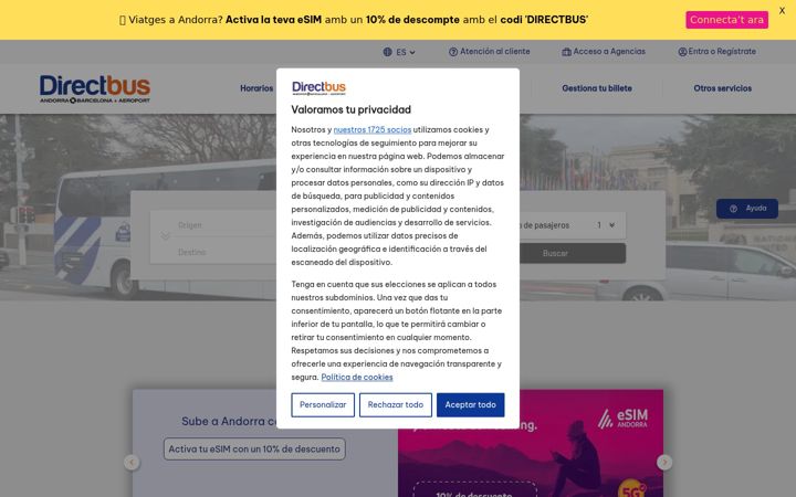 Екранна снимка на andorradirectbus.es
