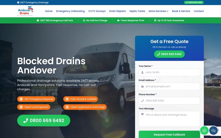 Screenshot of andover-drains.co.uk