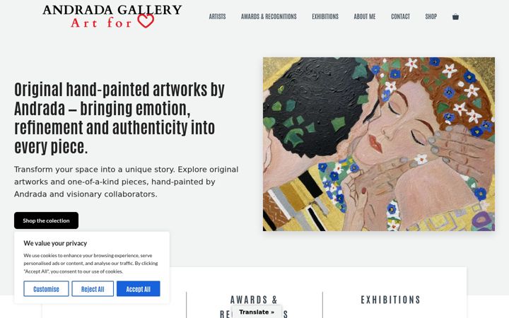 Screenshot of andradagallery.com