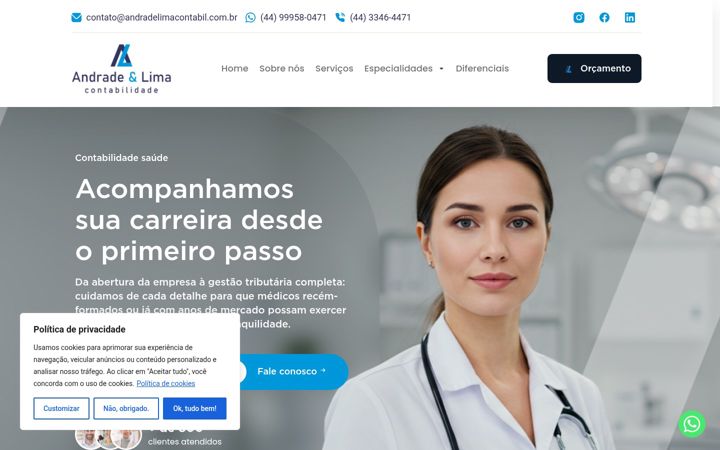 Screenshot of andradelimacontabil.com.br