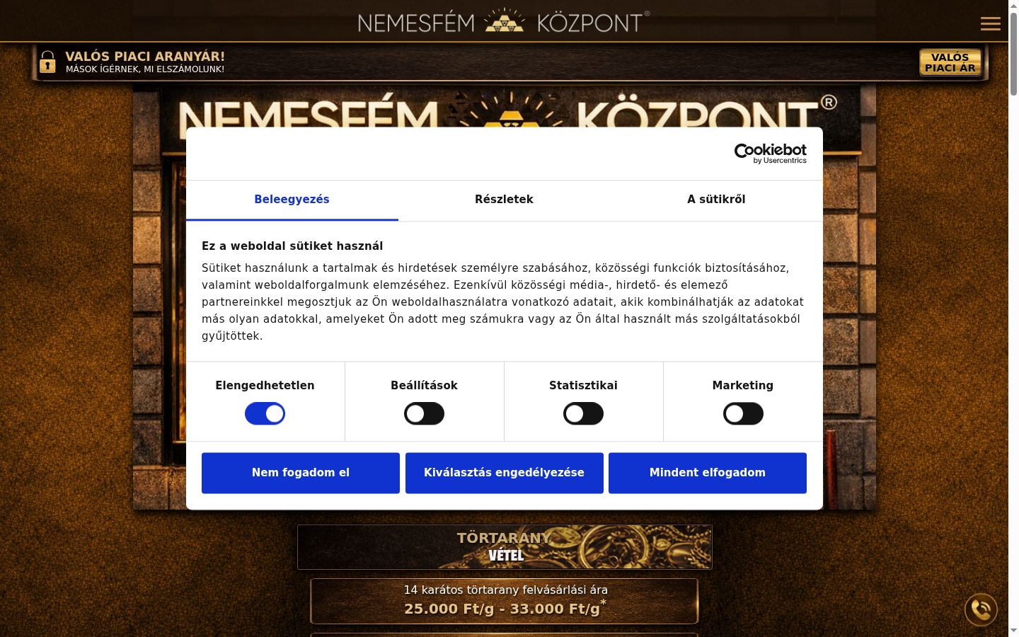 Screenshot des Einwilligungsbanners vor jeglicher Interaktion