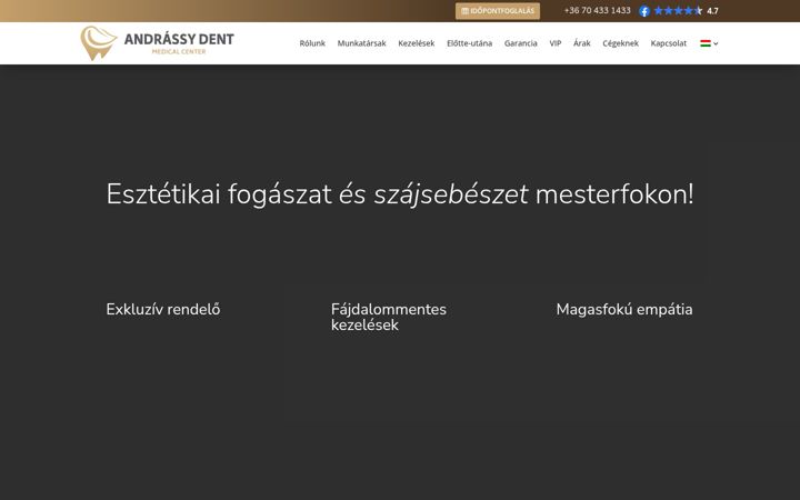 Captura de ecrã de andrassydental.hu