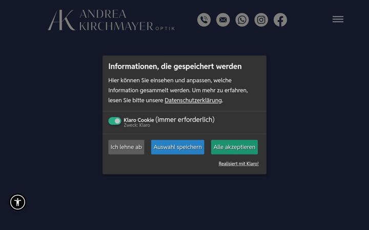 Ekraanipilt saidist andrea-kirchmayer-optik.de