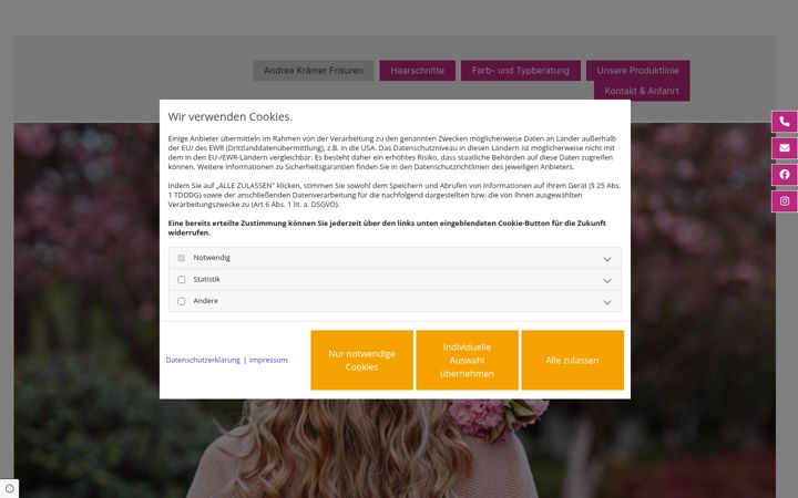 Ekraanipilt saidist andrea-kraemer-frisuren.de