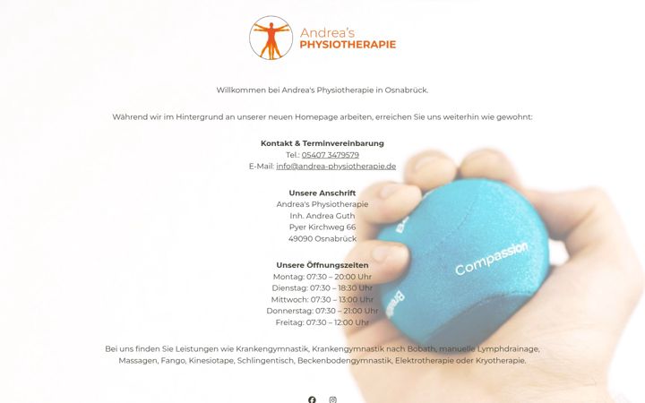 Screenshot stránky andrea-physiotherapie.de
