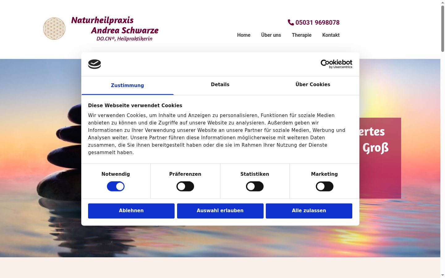 Screenshot of the consent banner shown before any interaction