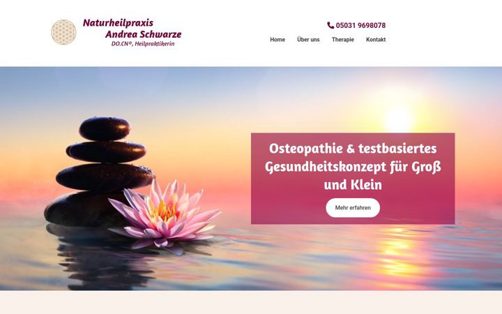 Screenshot stránky andrea-schwarze-heilpraktikerin.de
