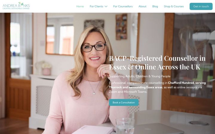 Screenshot of andreabinks.co.uk