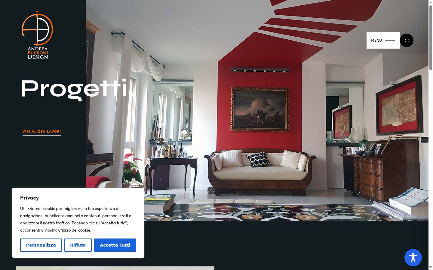 Screenshot del banner di consenso mostrato prima di qualsiasi interazione