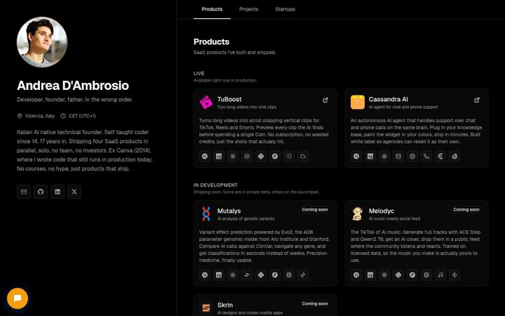 Posnetek zaslona andreadambrosio.io