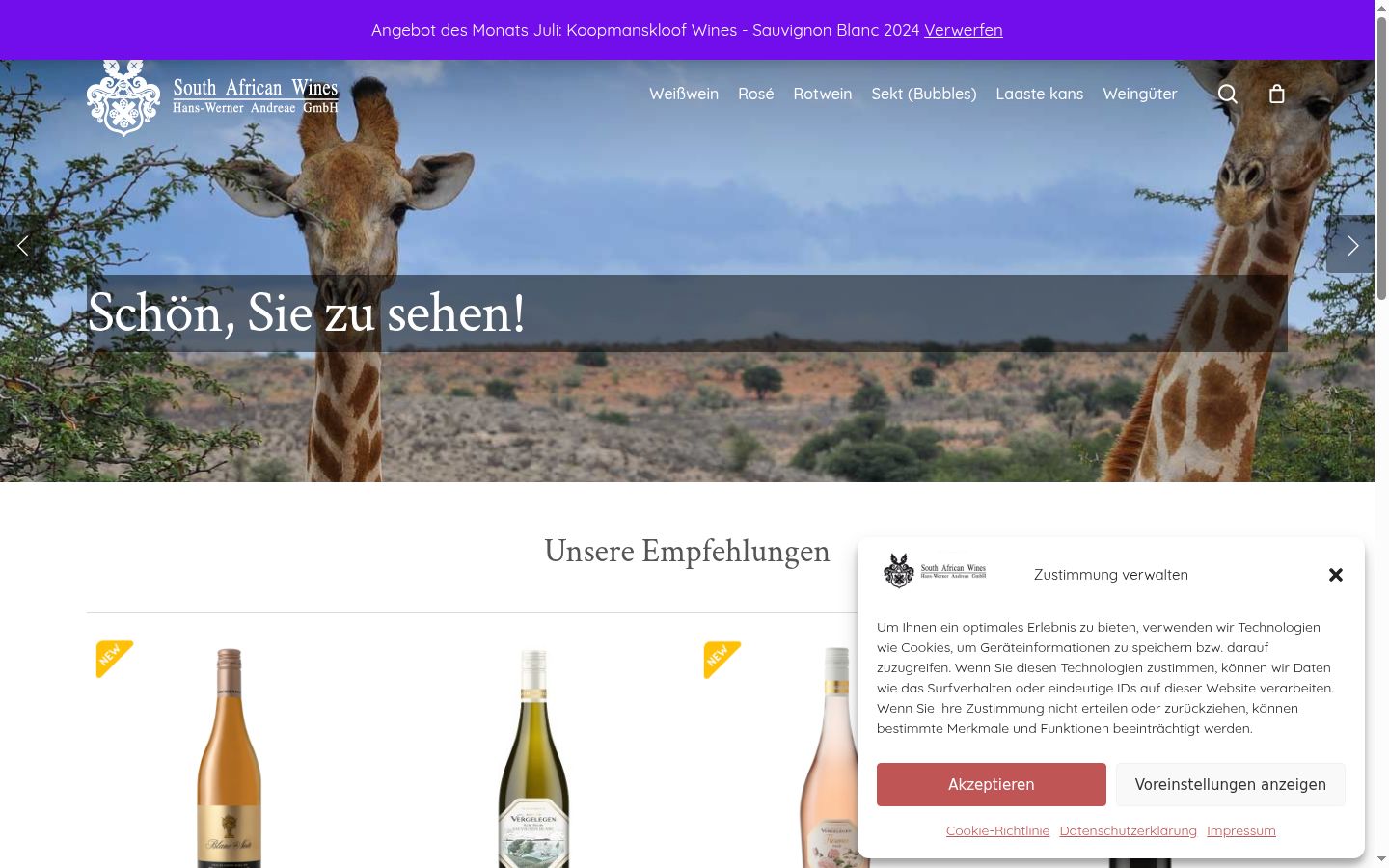 Screenshot del banner di consenso mostrato prima di qualsiasi interazione