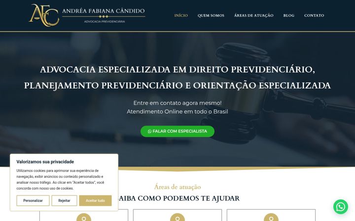 Ekraanipilt saidist andreafabianacandidoadv.com.br