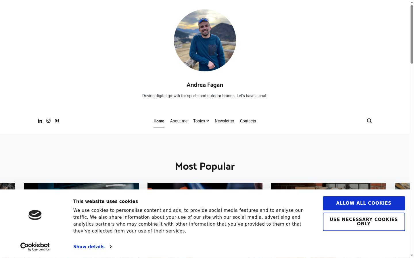 Screenshot του banner συγκατάθεσης που εμφανίστηκε πριν από οποιαδήποτε αλληλεπίδραση