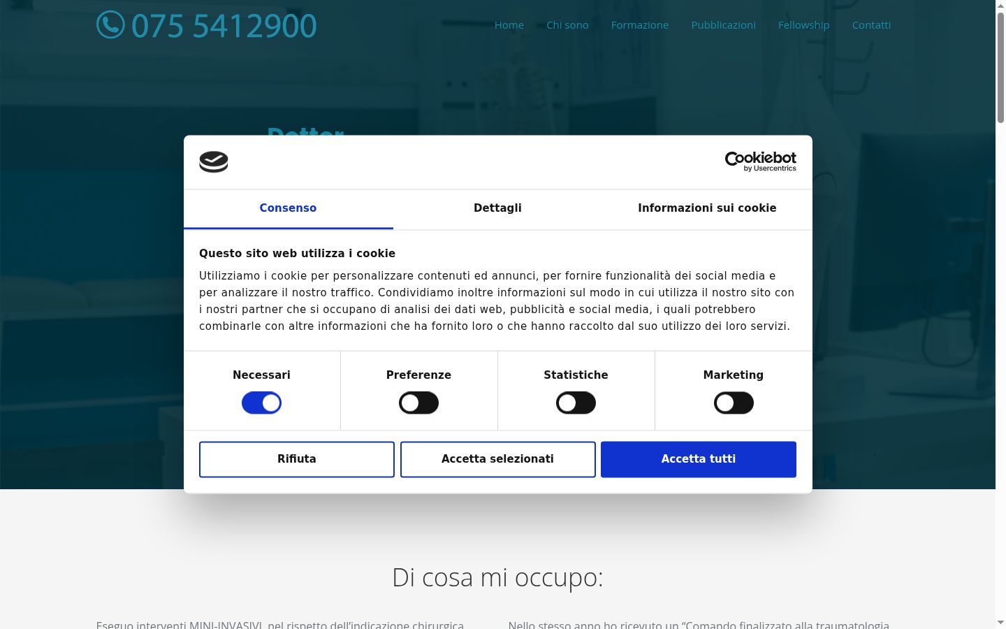 Captura de ecrã do banner de consentimento apresentado antes de qualquer interação