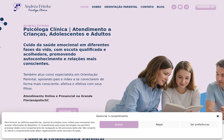 Ekraanipilt saidist andreafritzkepsicologa.com.br