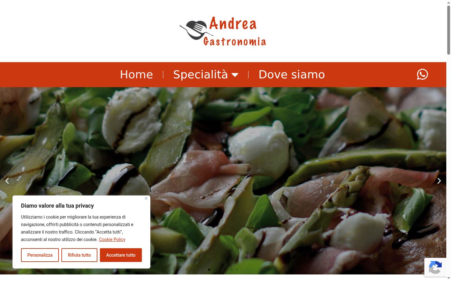 Screenshot del banner di consenso mostrato prima di qualsiasi interazione