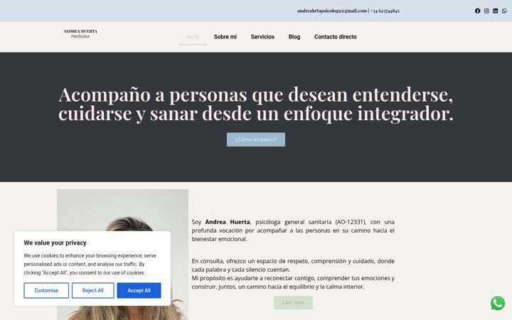 Screenshot of andreahuertapsicologa.com