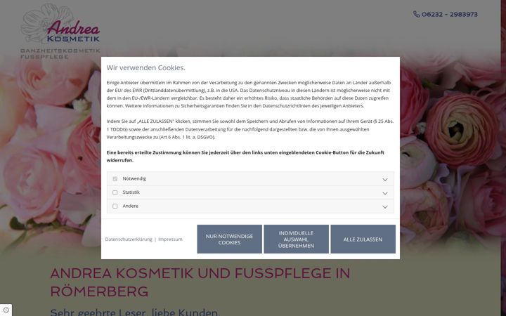 Screenshot of andreakosmetik.de