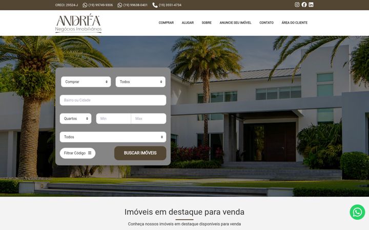 Ekraanipilt saidist andreanegociosimobiliarios.com.br