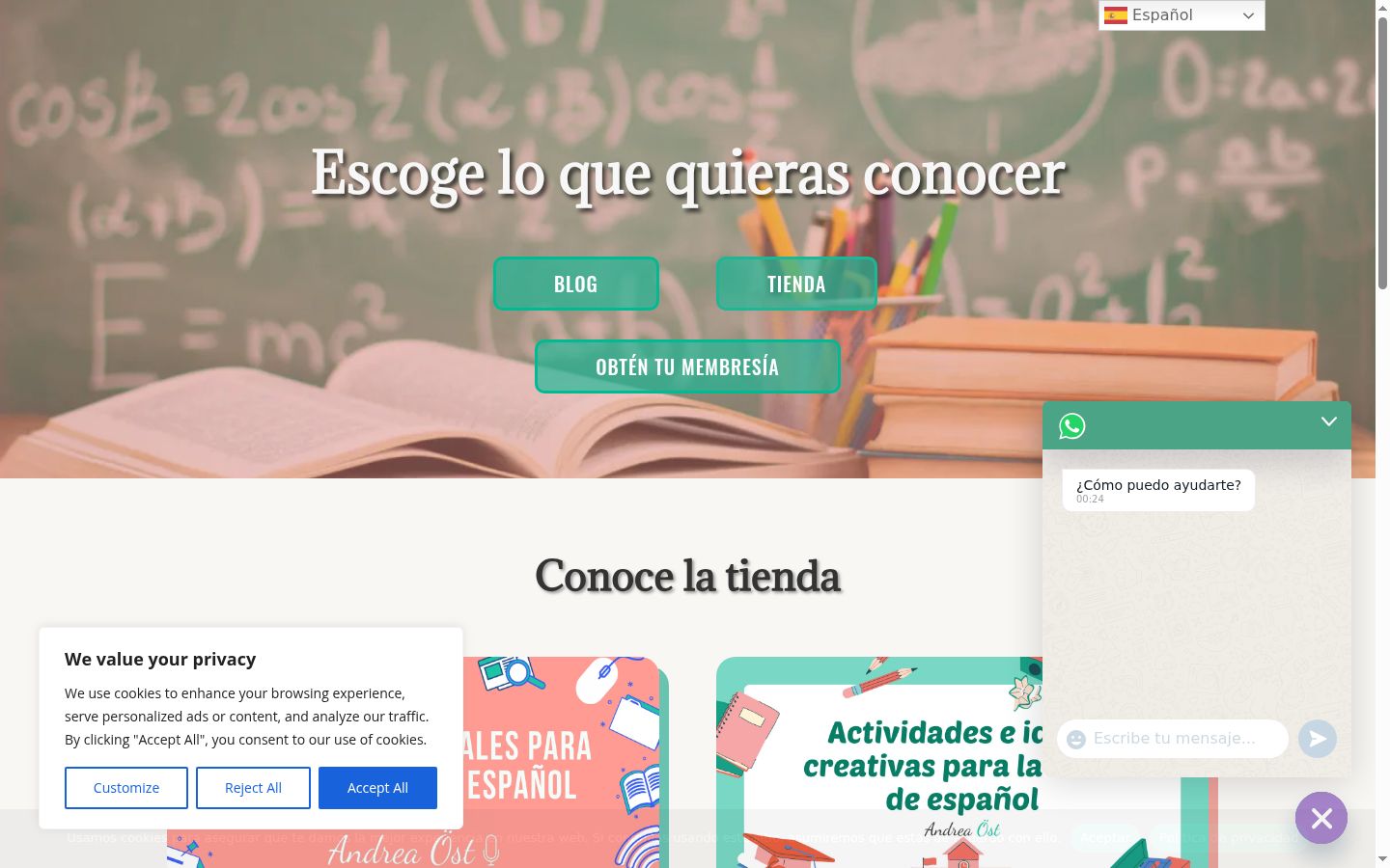 Captura de ecrã do banner de consentimento apresentado antes de qualquer interação