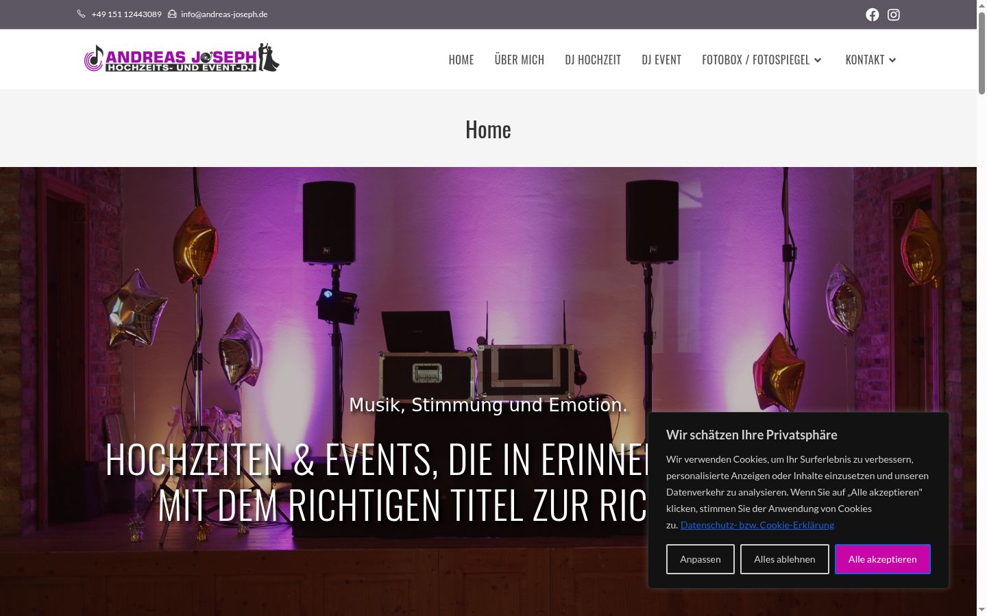 Screenshot des Einwilligungsbanners vor jeglicher Interaktion