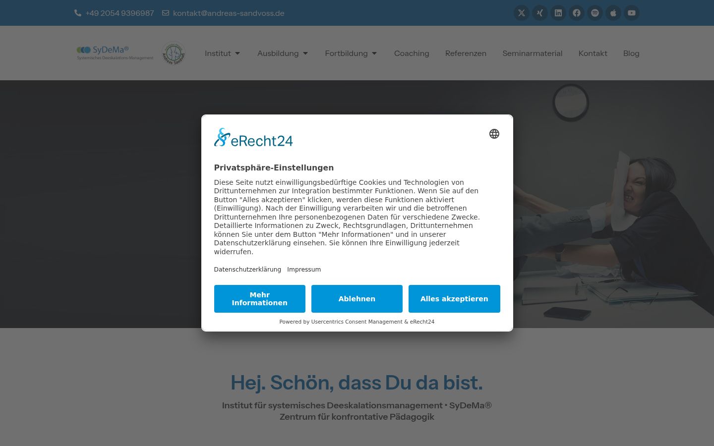 Screenshot of the consent banner shown before any interaction