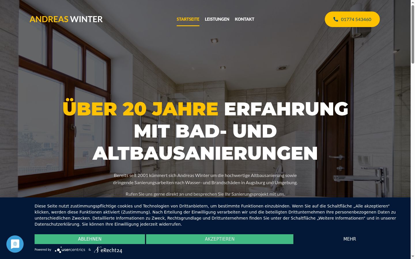 Screenshot of the consent banner shown before any interaction