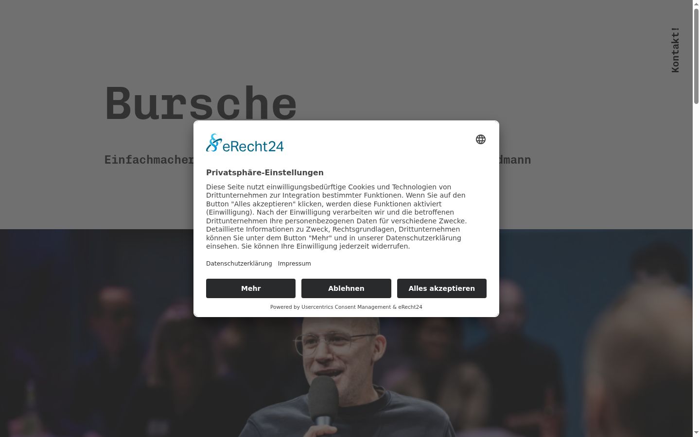 Screenshot del banner di consenso mostrato prima di qualsiasi interazione
