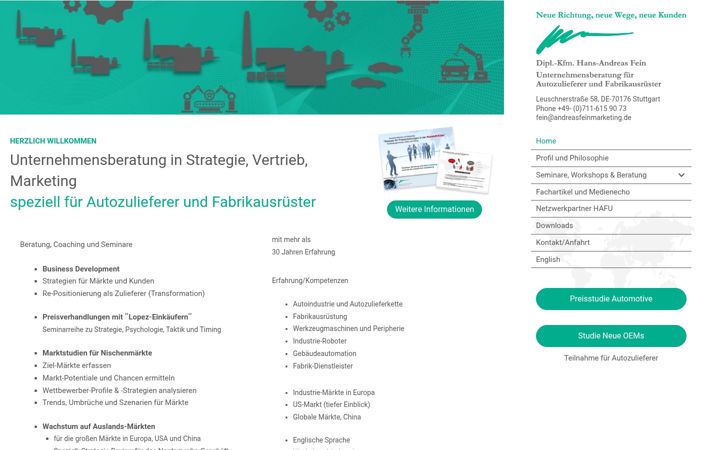 Skärmbild av andreasfeinmarketing.de