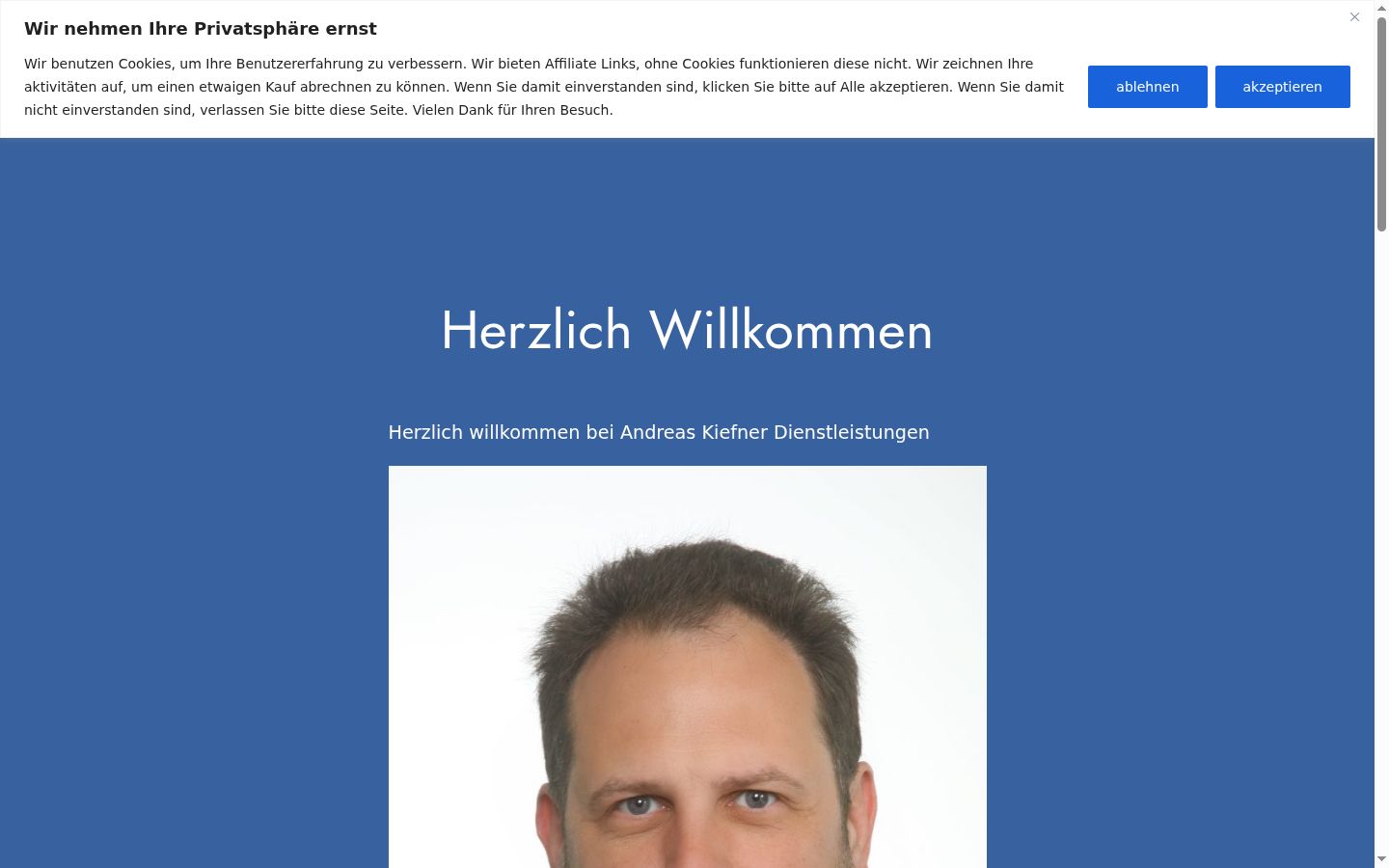 Screenshot des Einwilligungsbanners vor jeglicher Interaktion