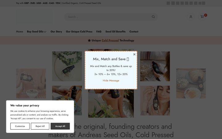 Screenshot of andreasoilseurope.com
