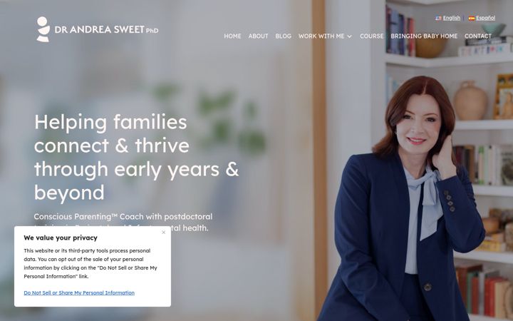 Screenshot of andreasweetphd.com