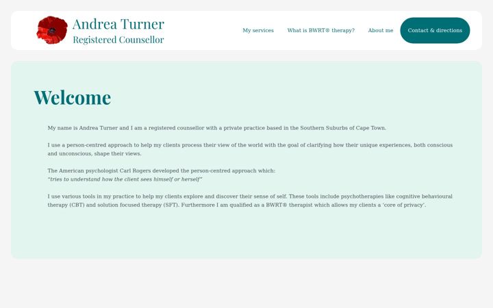 Screenshot of andreaturner.co.za