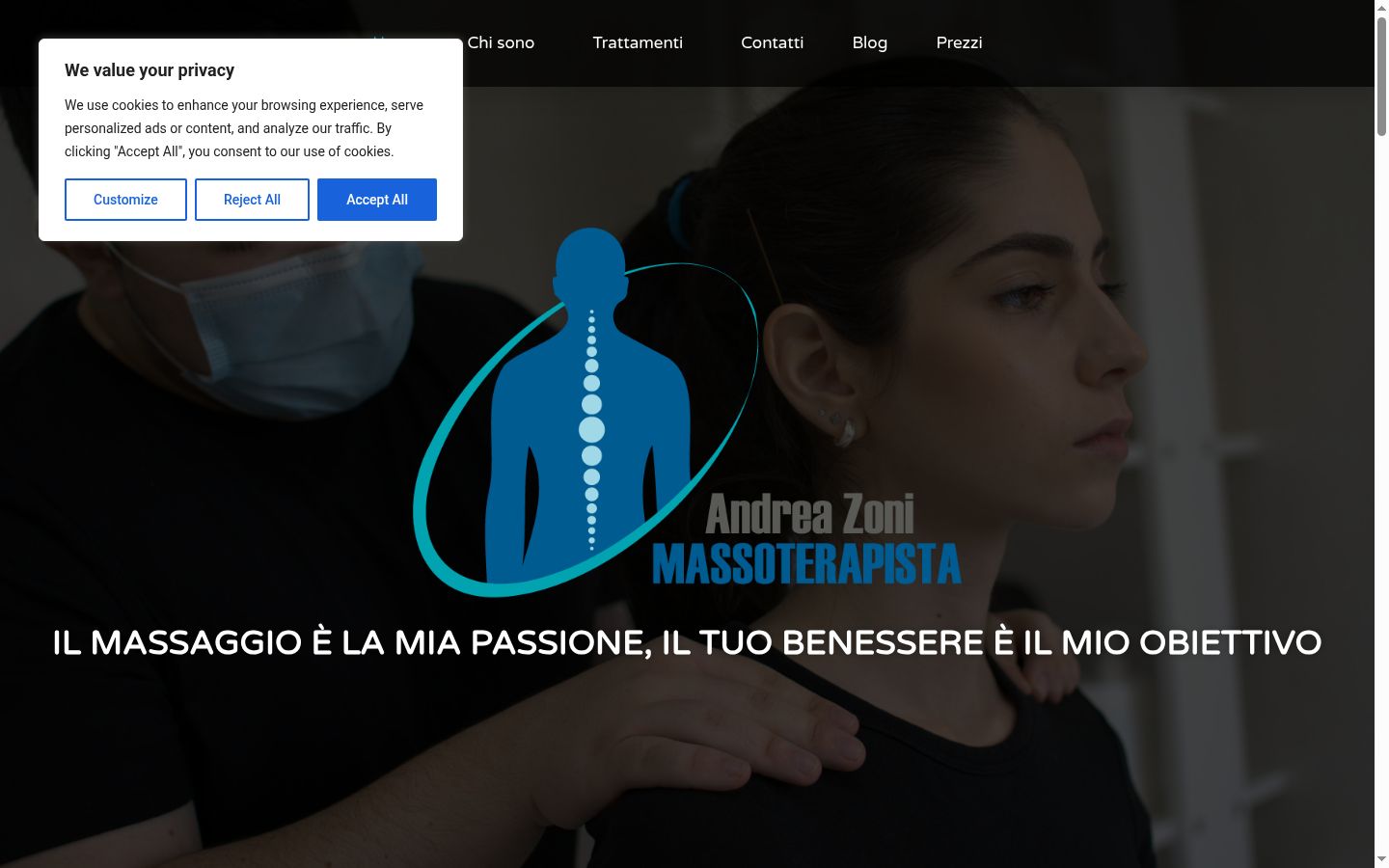 Screenshot of the consent banner shown before any interaction