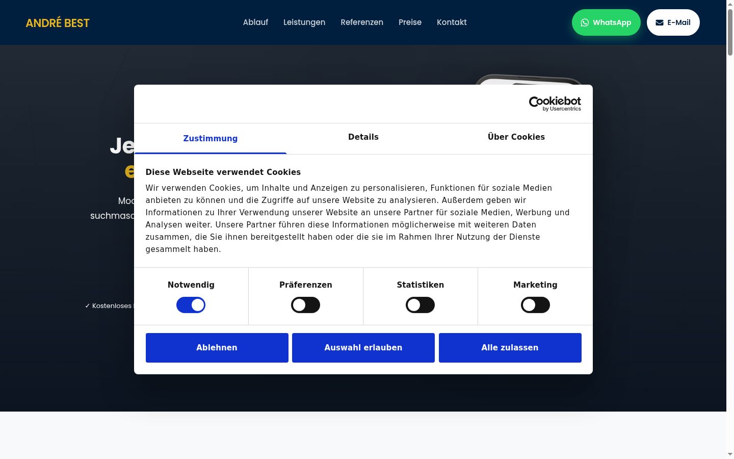 Screenshot of the consent banner shown before any interaction