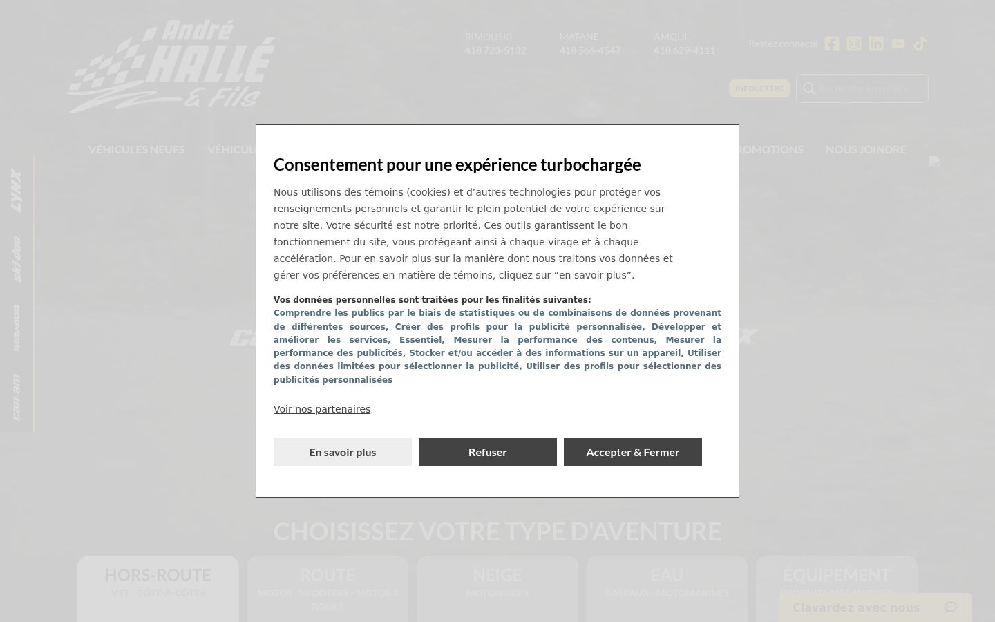 Screenshot del banner di consenso mostrato prima di qualsiasi interazione