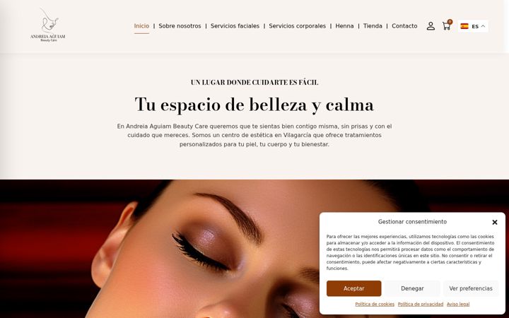 Screenshot of andreiaaguiambeautycare.com
