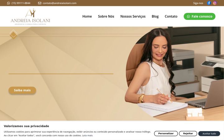 Captura de pantalla de andreiaisolaniadvocacia.adv.br
