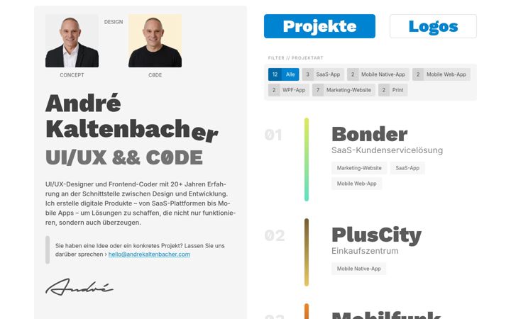 Screenshot of andrekaltenbacher.com