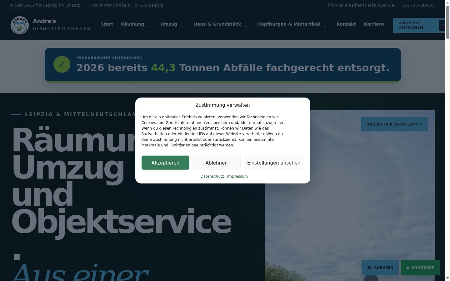 Screenshot of the consent banner shown before any interaction