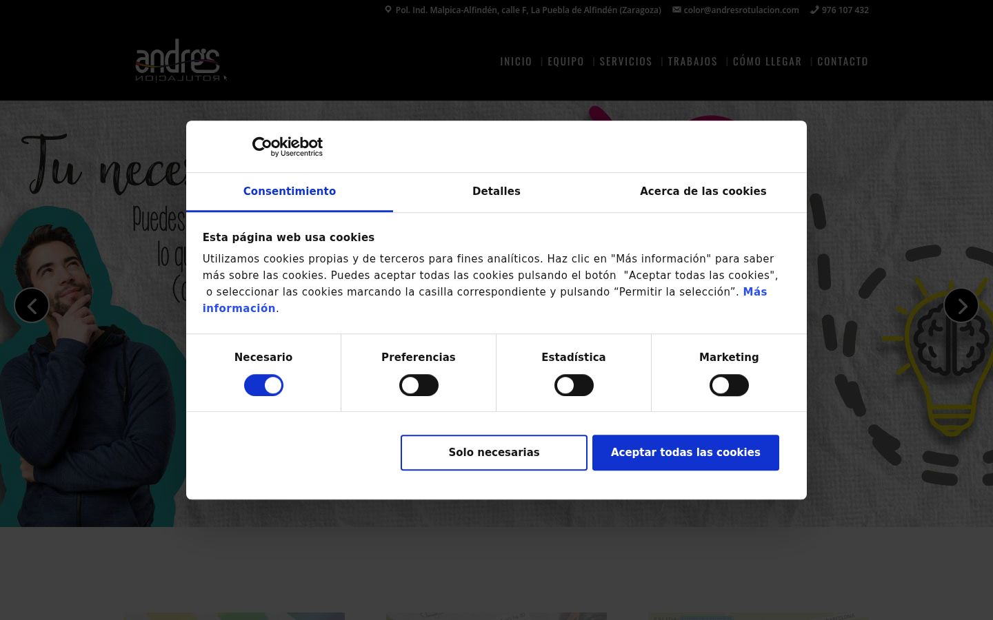 Screenshot del banner di consenso mostrato prima di qualsiasi interazione
