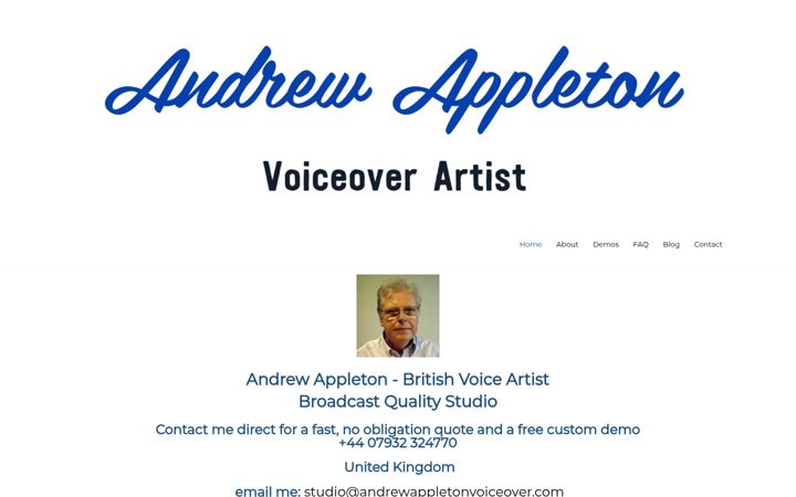 Screenshot of andrewappletonvoiceover.com