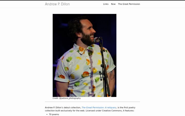 Screenshot of andrewdillonpoetry.com