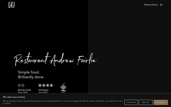 Screenshot of andrewfairlie.co.uk